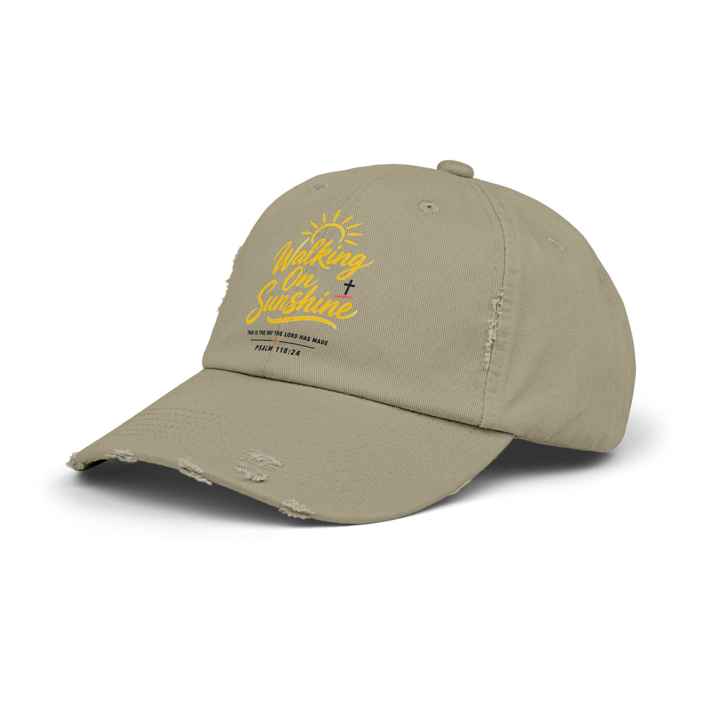 Walking on Sunshine Distressed Cap – Christian Sunshine Baseball Hat (Psalm 118:24)