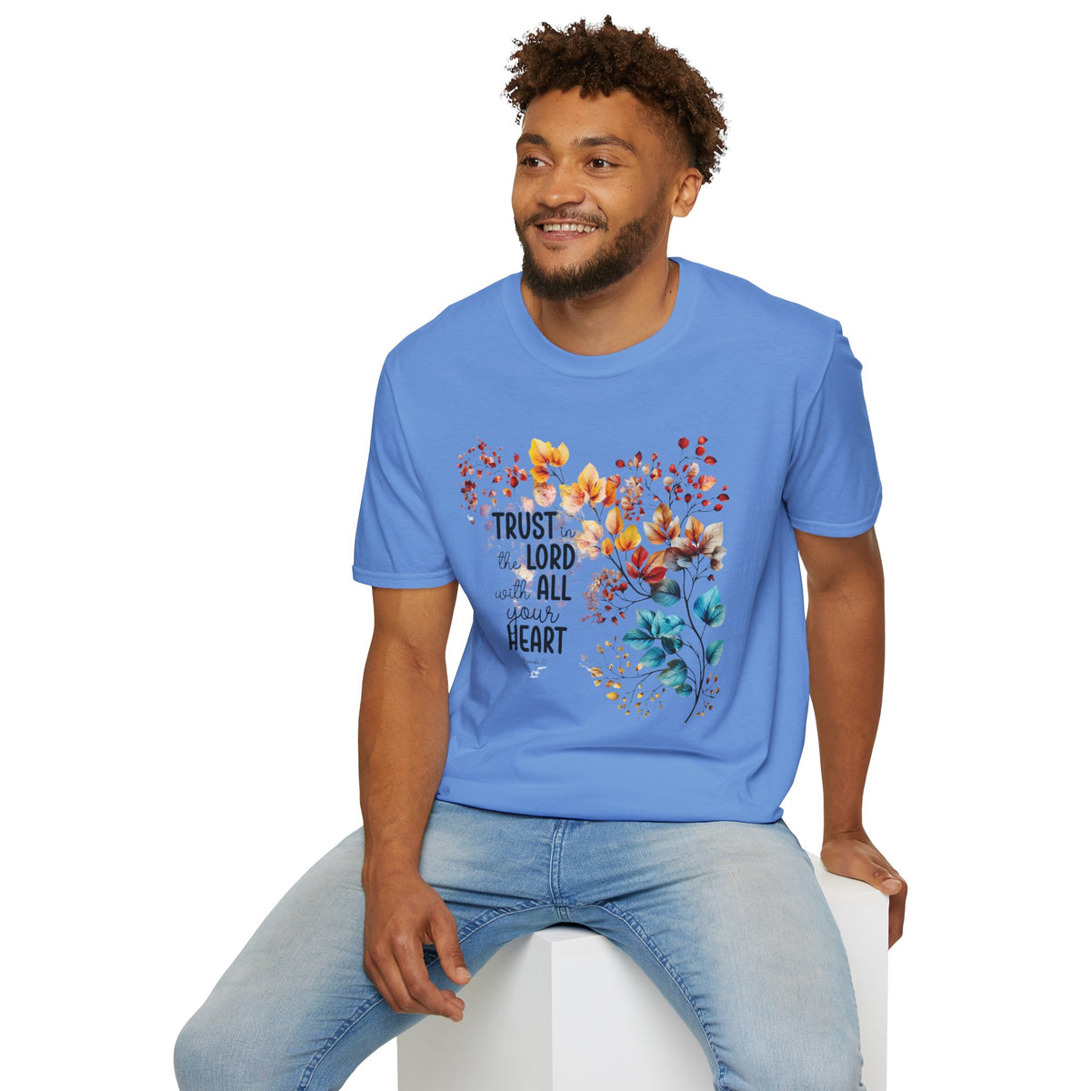 Trust the Lord with All Your Heart T-Shirt | Floral Scripture Design
