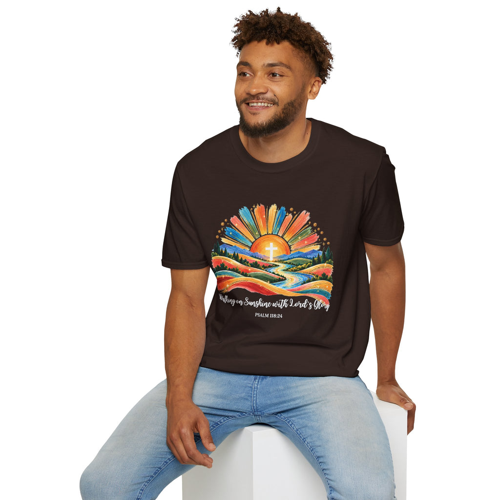 Walking On Sunshine with Lords Glory - with Lori Faith and Hope Christian Sunrise T-Shirt