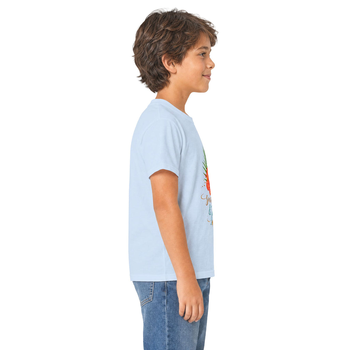 Kids Tee — Sunshine & Jesus Floral Cross Christian Graphic