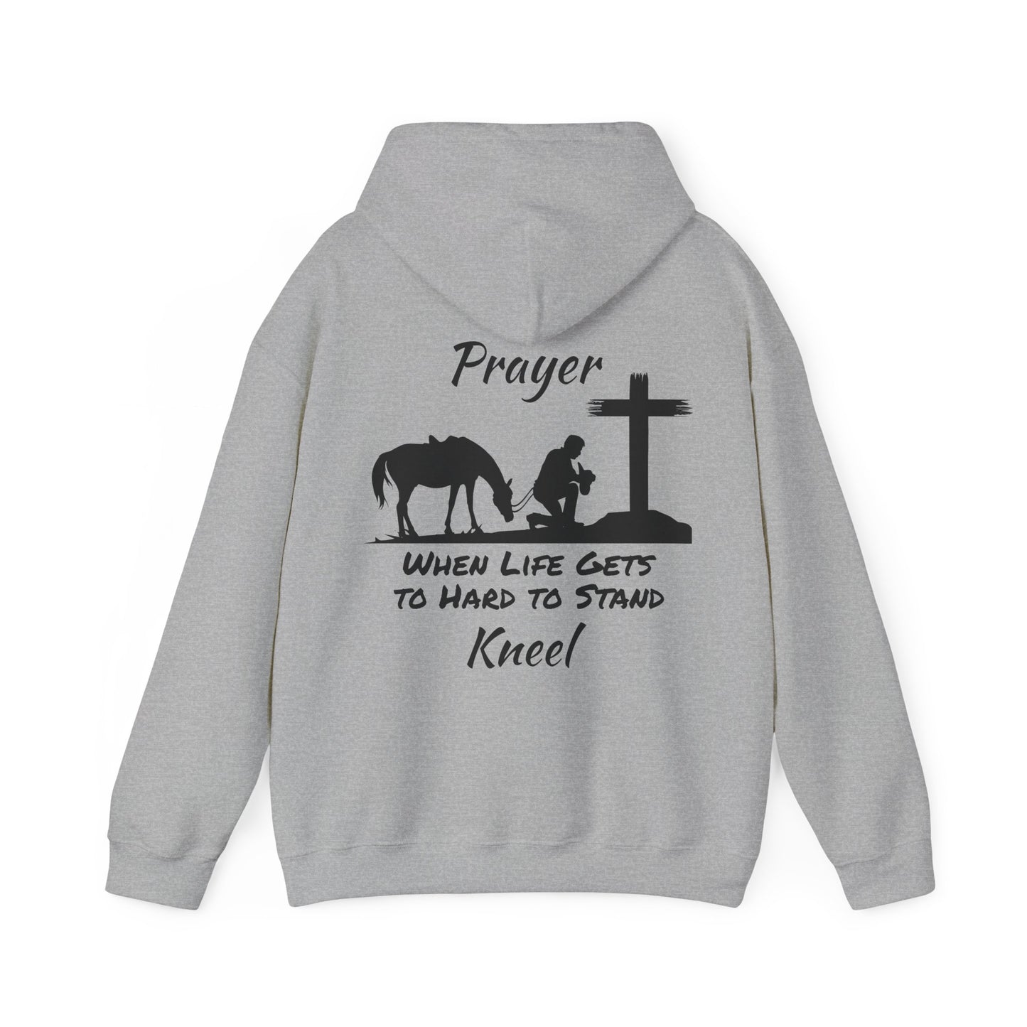 Prayer - when life gets to hard to stand - Kneel - Unisex Heavy Blend Hooded Sweatshirt