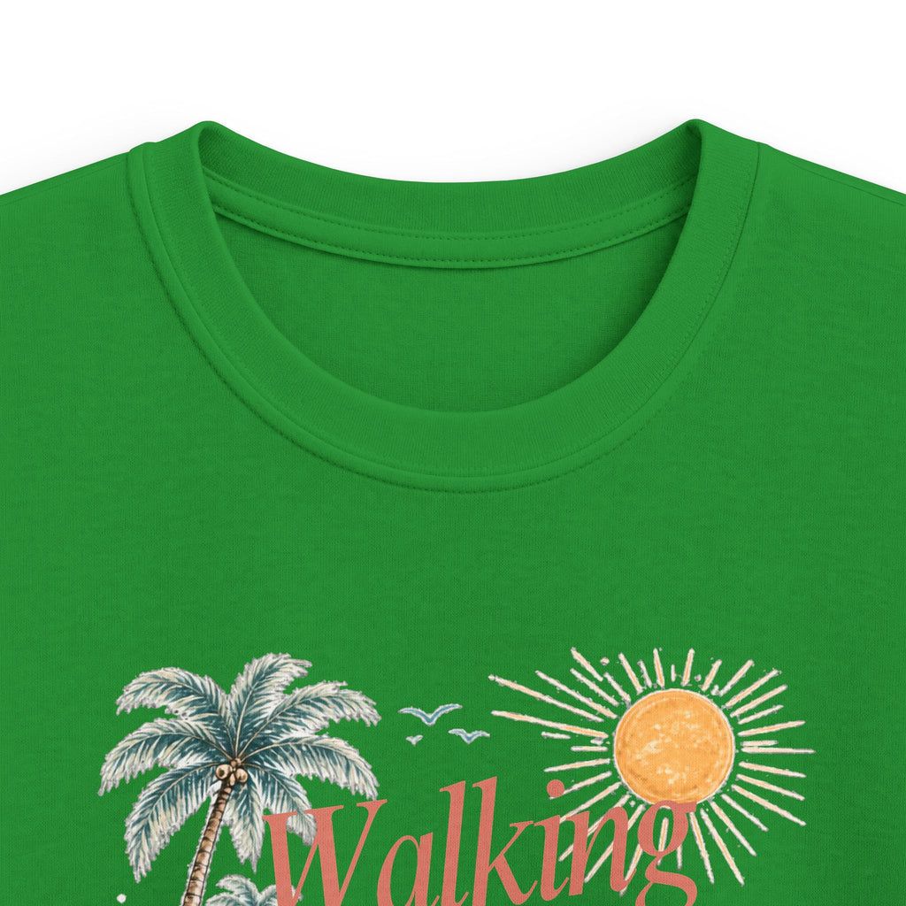 Kids Tee — "Walking in Sunshine" Floral Palm Beach Christian T‑Shirt (Psalm 118:24)