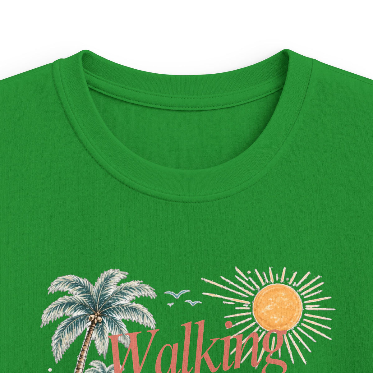 Kids Tee — "Walking in Sunshine" Floral Palm Beach Christian T‑Shirt (Psalm 118:24)