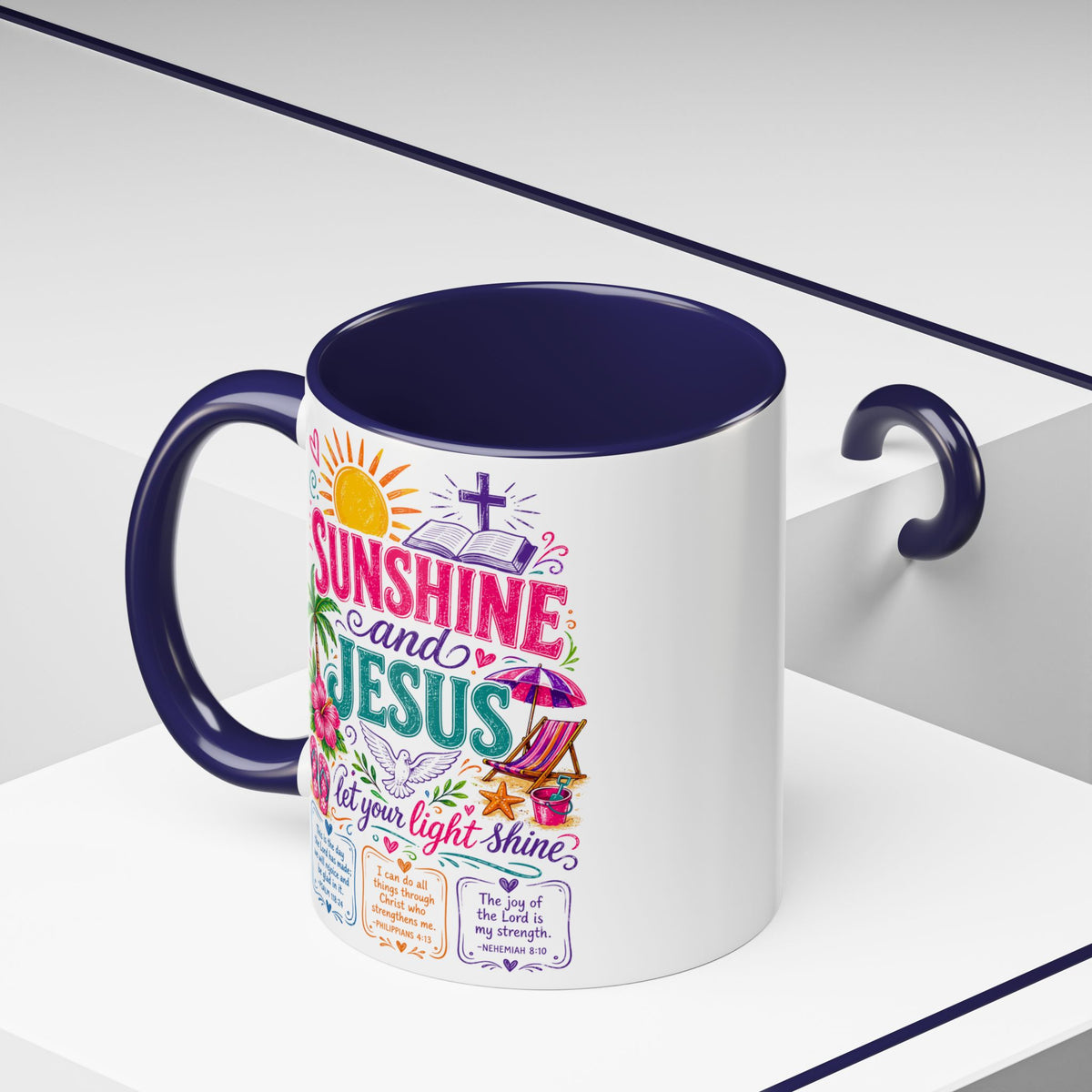 Sunshine and Jesus Coffee Mug — Faith-Inspired Beach Vibe Accent Mug (11/15oz)