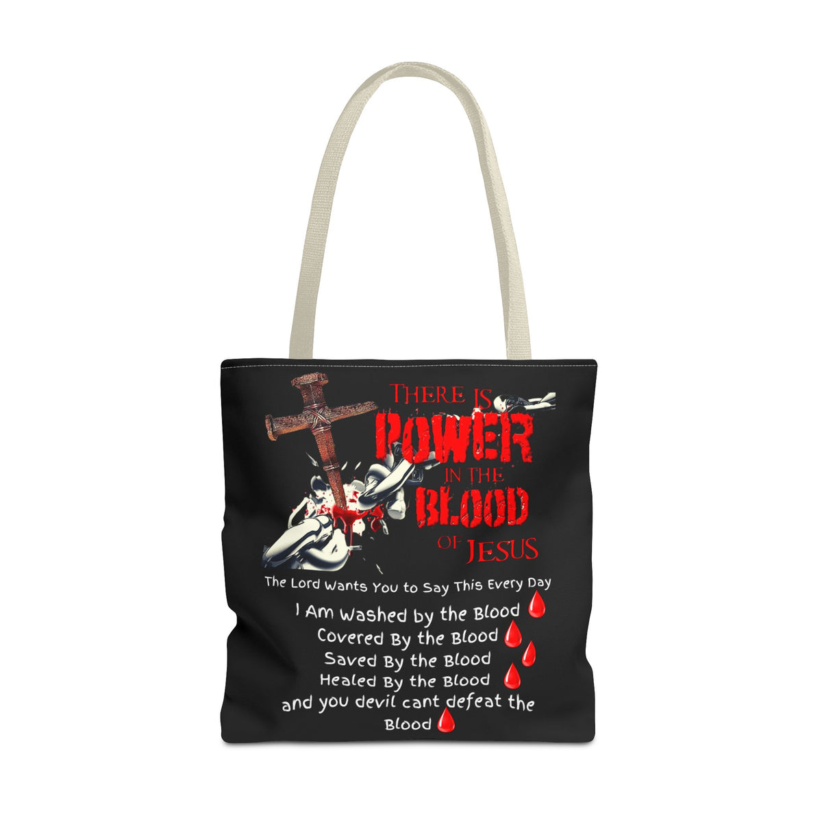Tote — "The Power of the Blood of Jesus" Inspirational Christian Tote Bag