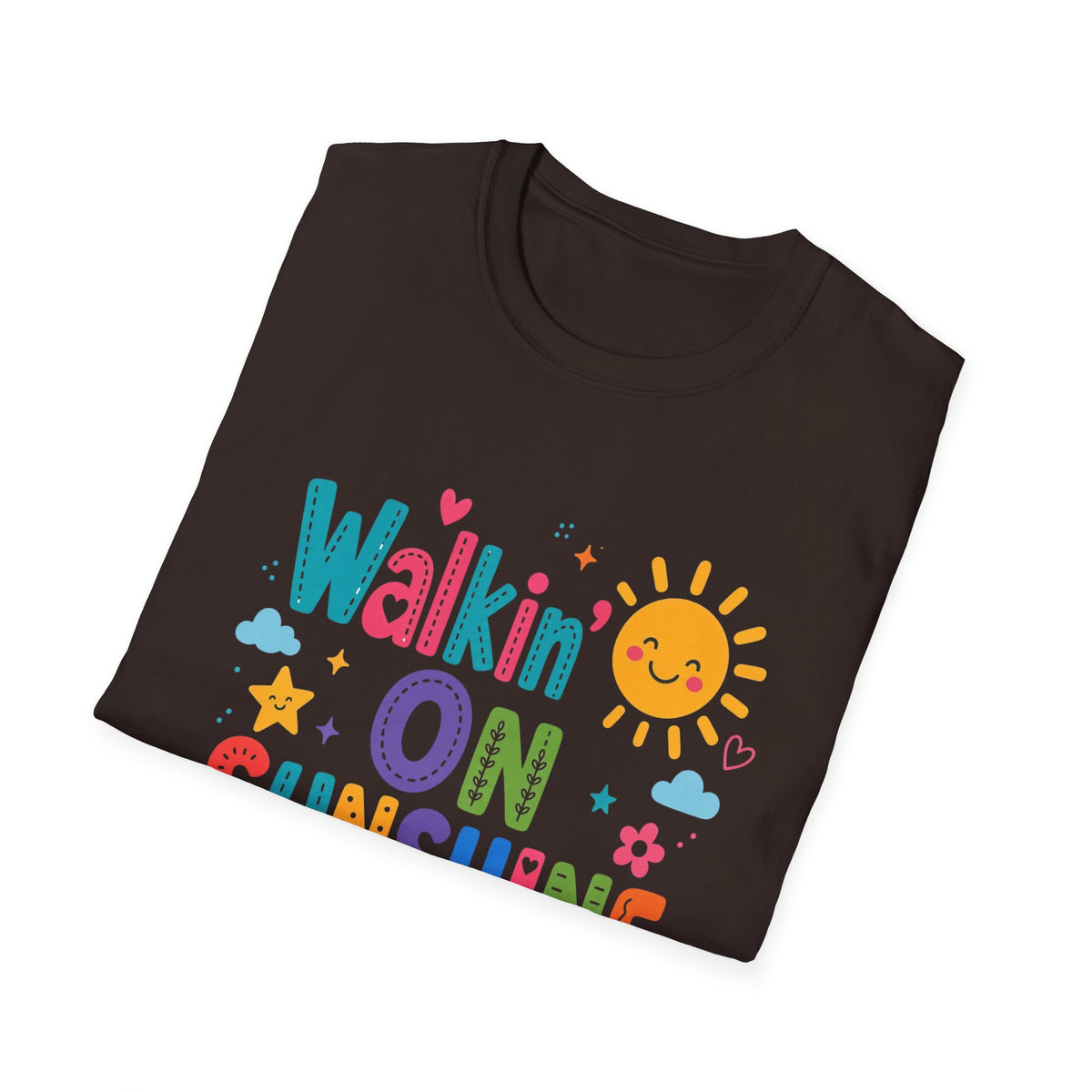 T-Shirt — "Walkin' on Sunshine" Bright Retro Sun Graphic Tee ‭‭Psalms‬ ‭118‬:‭24‬ ‭