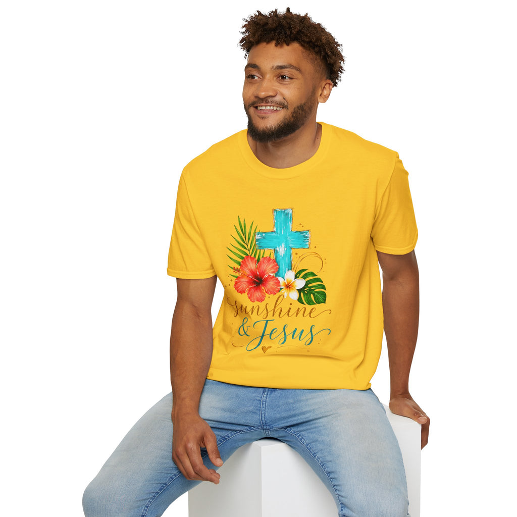 Sunshine & Jesus T-Shirt — Tropical Cross Christian Tee