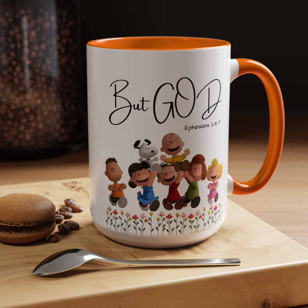 But God Scripture Coffee Mug — Genesis 50:20 Inspirational Heart Accent Mug (11/15oz)