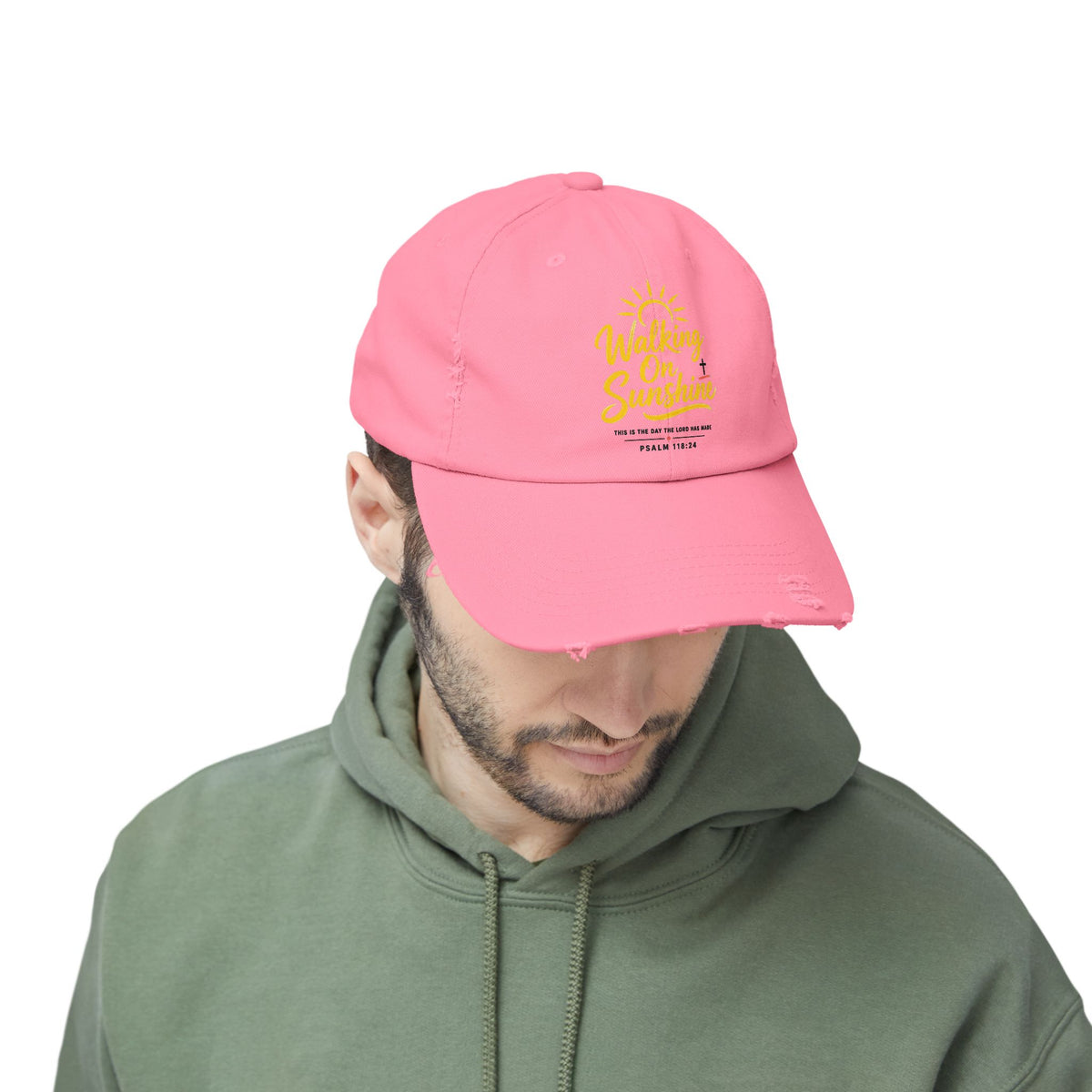 Walking on Sunshine Distressed Cap – Christian Sunshine Baseball Hat (Psalm 118:24)
