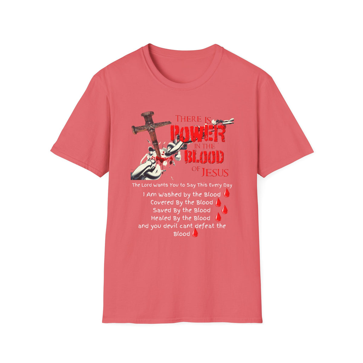 There's Power in the Blood of Jesus T-Shirt — Christian Cross Faith Shirt (Washed by the Blood)