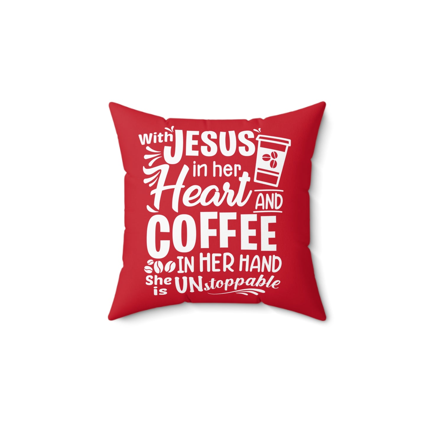 JESUS and Coffee - Red Spun Polyester Square Pillow