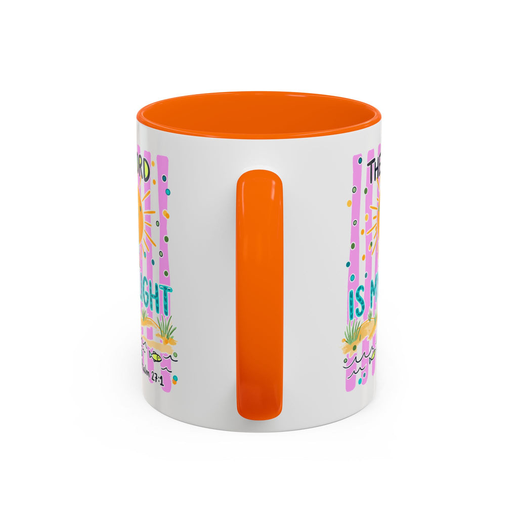 Christian Coffee Mug - "The Lord Is My Light" Lighthouse Psalm 27:1 Accent Mug