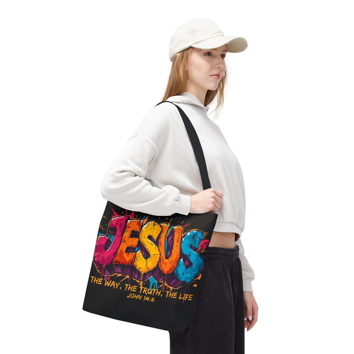 Jesus Graffiti Tote Bag | The Way The Truth The Life John 14:6