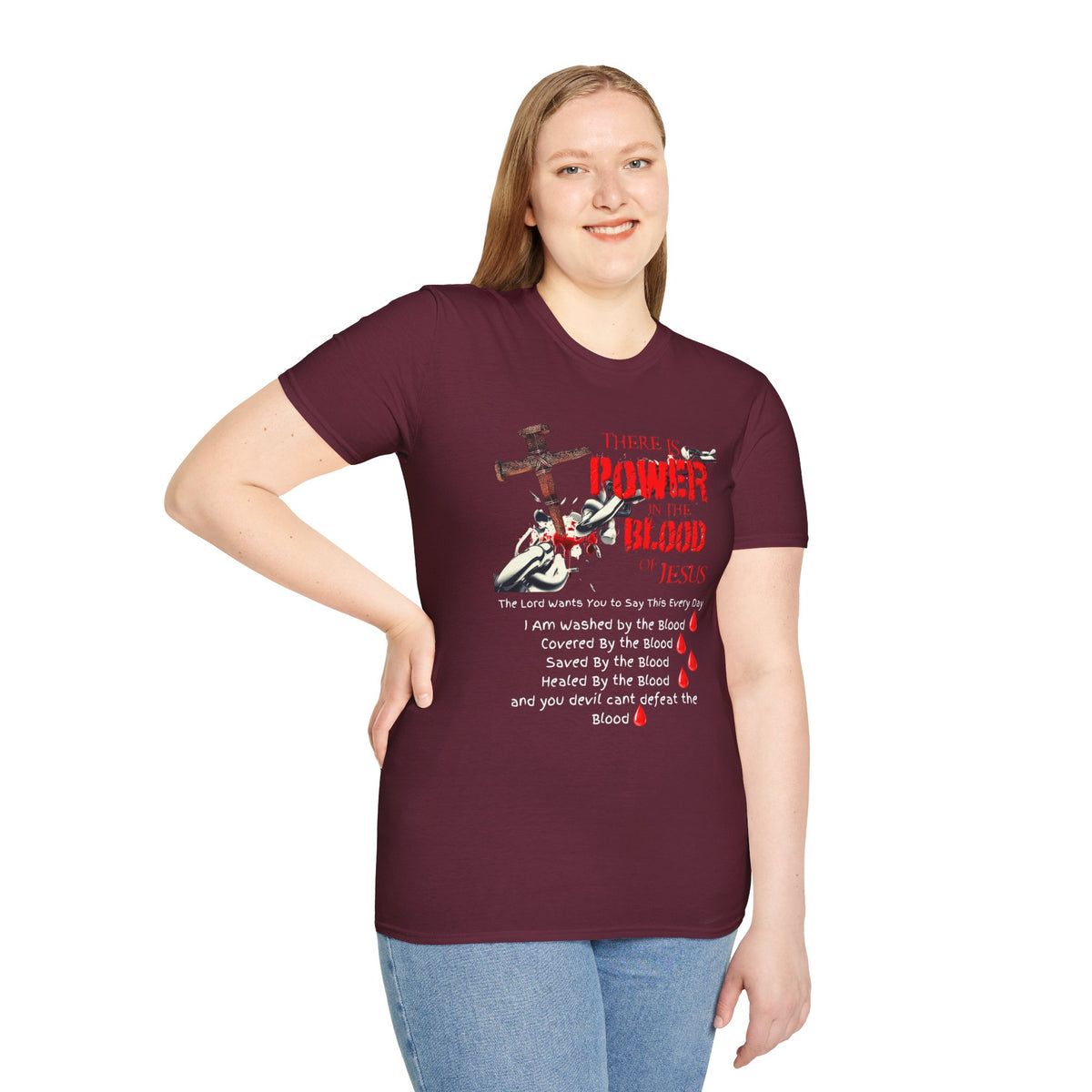 There's Power in the Blood of Jesus T-Shirt — Christian Cross Faith Shirt (Washed by the Blood)