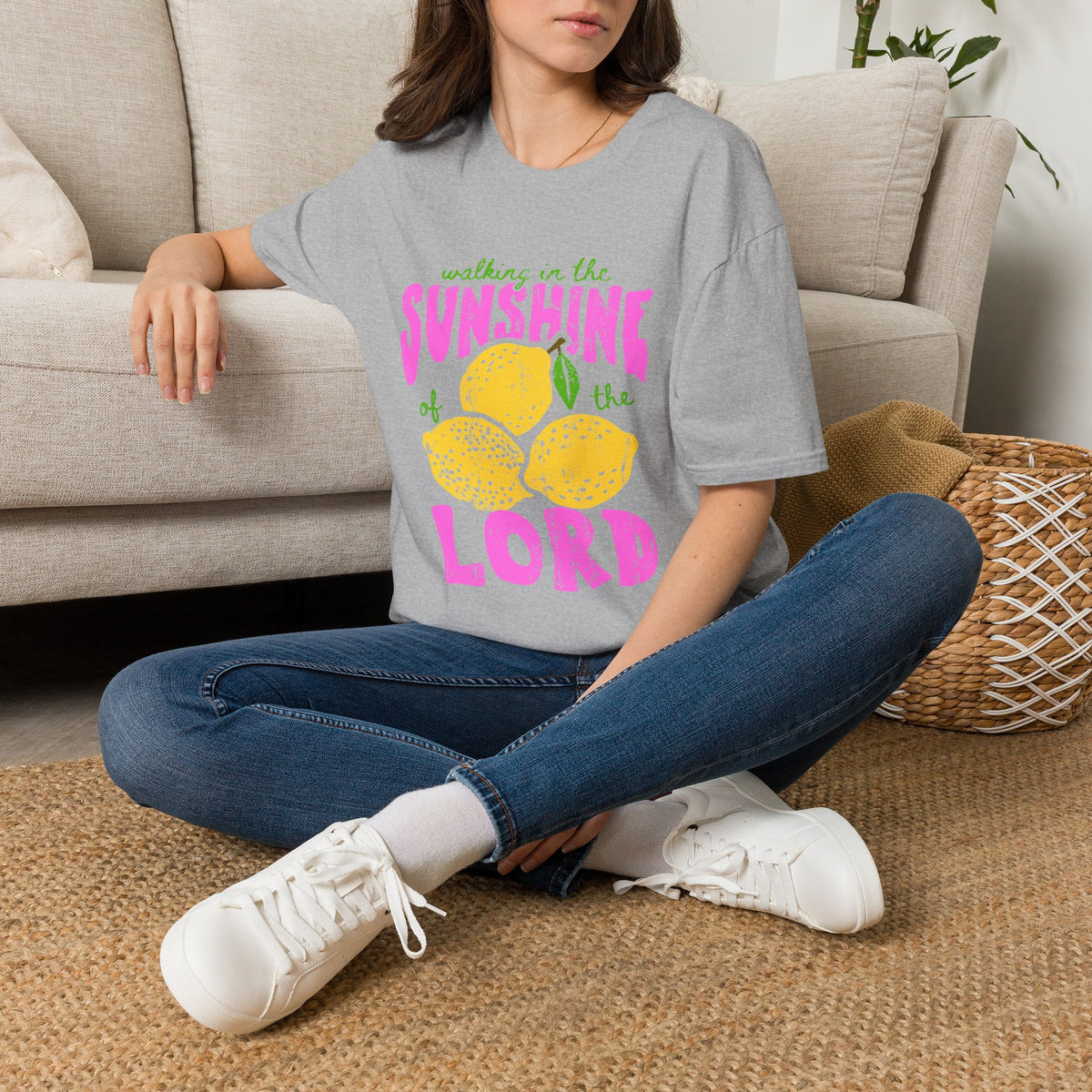 Walking on the Sunshine of the Lord T‑Shirt — Bright Lemon Faith Tee