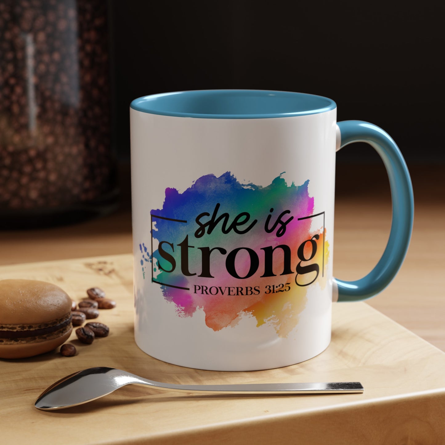 SHE IS STRONG - 5 Colors Accent Coffee Mug, 11oz