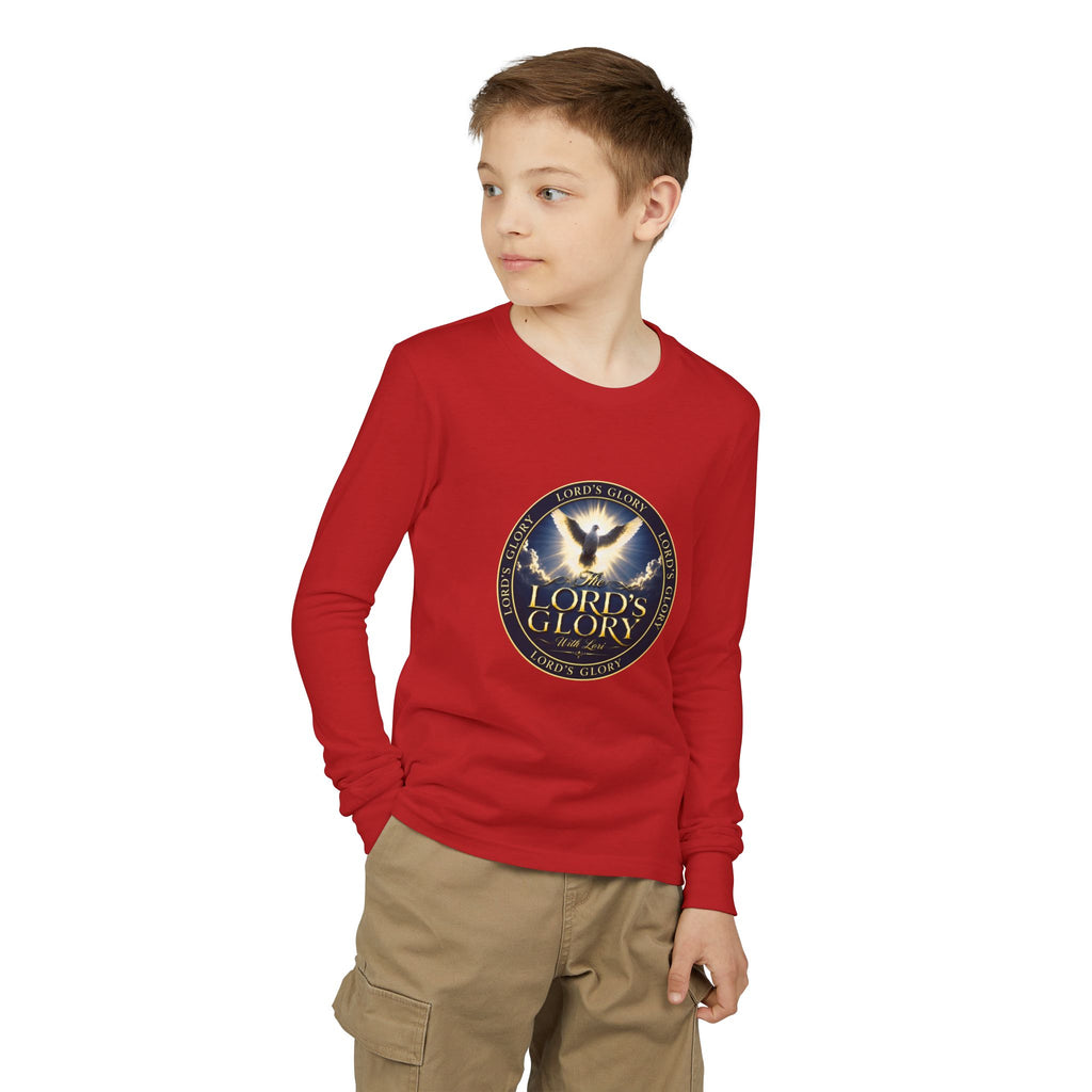 Youth Long Sleeve Tee - "Lord's Glory with Lori" Christian Dove Graphic