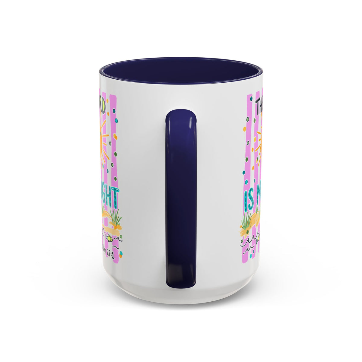 Christian Coffee Mug - "The Lord Is My Light" Lighthouse Psalm 27:1 Accent Mug