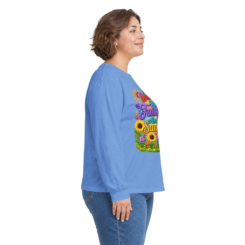 “Walking on Faith and Sunshine” Floral Long Sleeve Tee