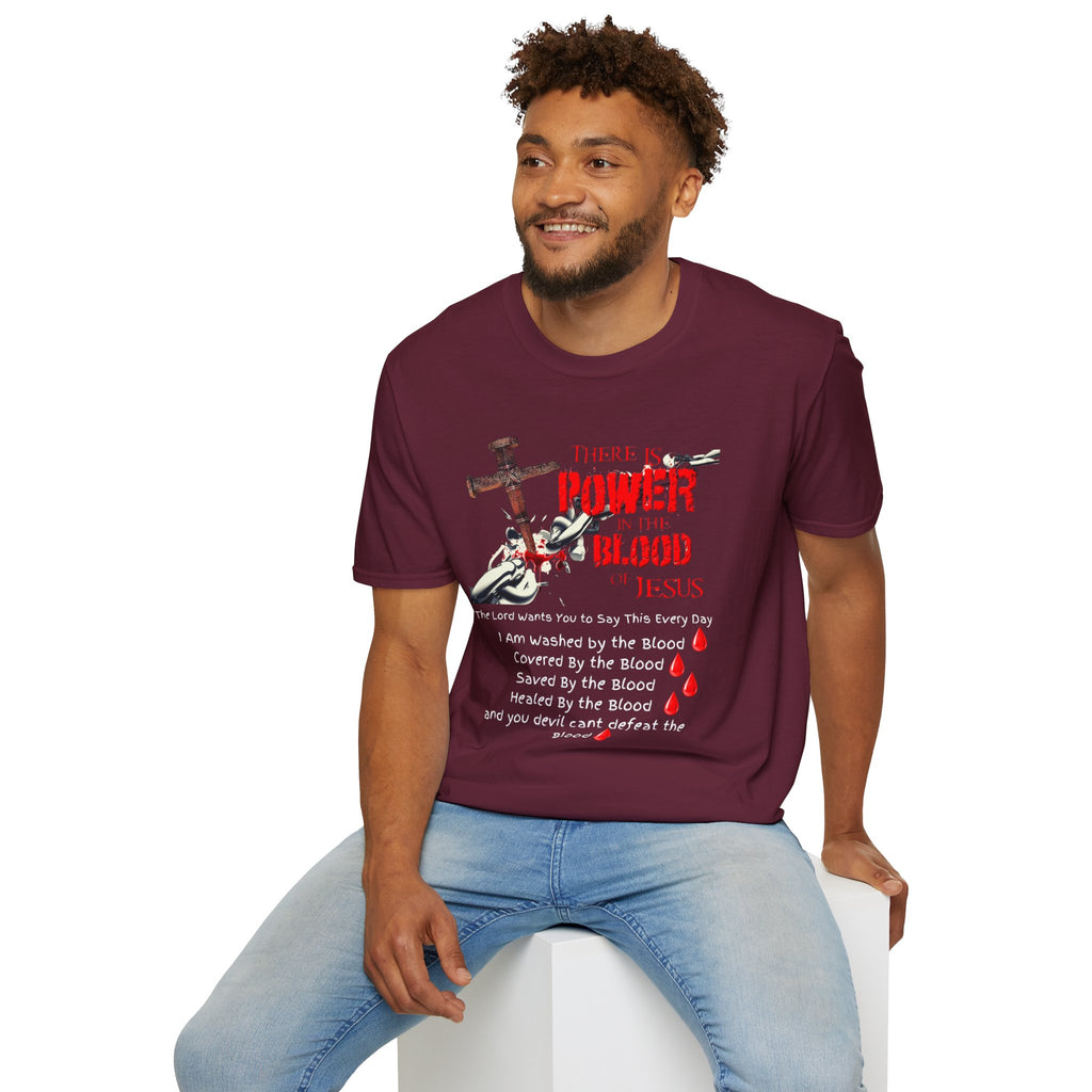 There's Power in the Blood of Jesus T-Shirt — Christian Cross Faith Shirt (Washed by the Blood)