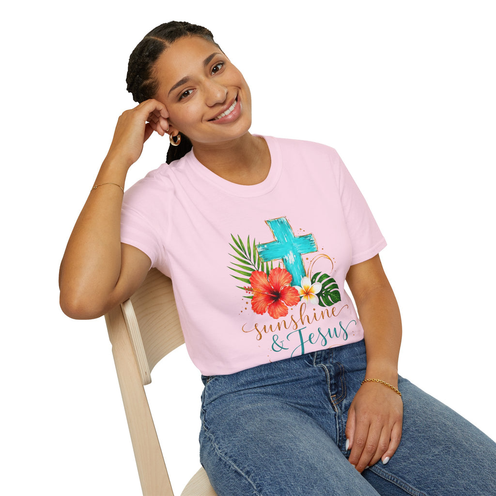 Sunshine & Jesus T-Shirt — Tropical Cross Christian Tee