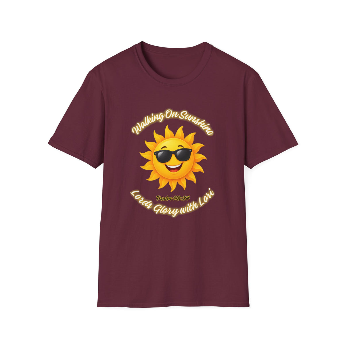 Sunshine Smiles T-Shirt — Sunglasses Sun with Psalm 118:24 Inspirational Tee