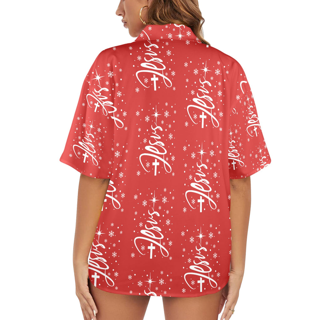 Women's All Over Print Hawaiian Shirt （Made in USA，Ships to USA Only）