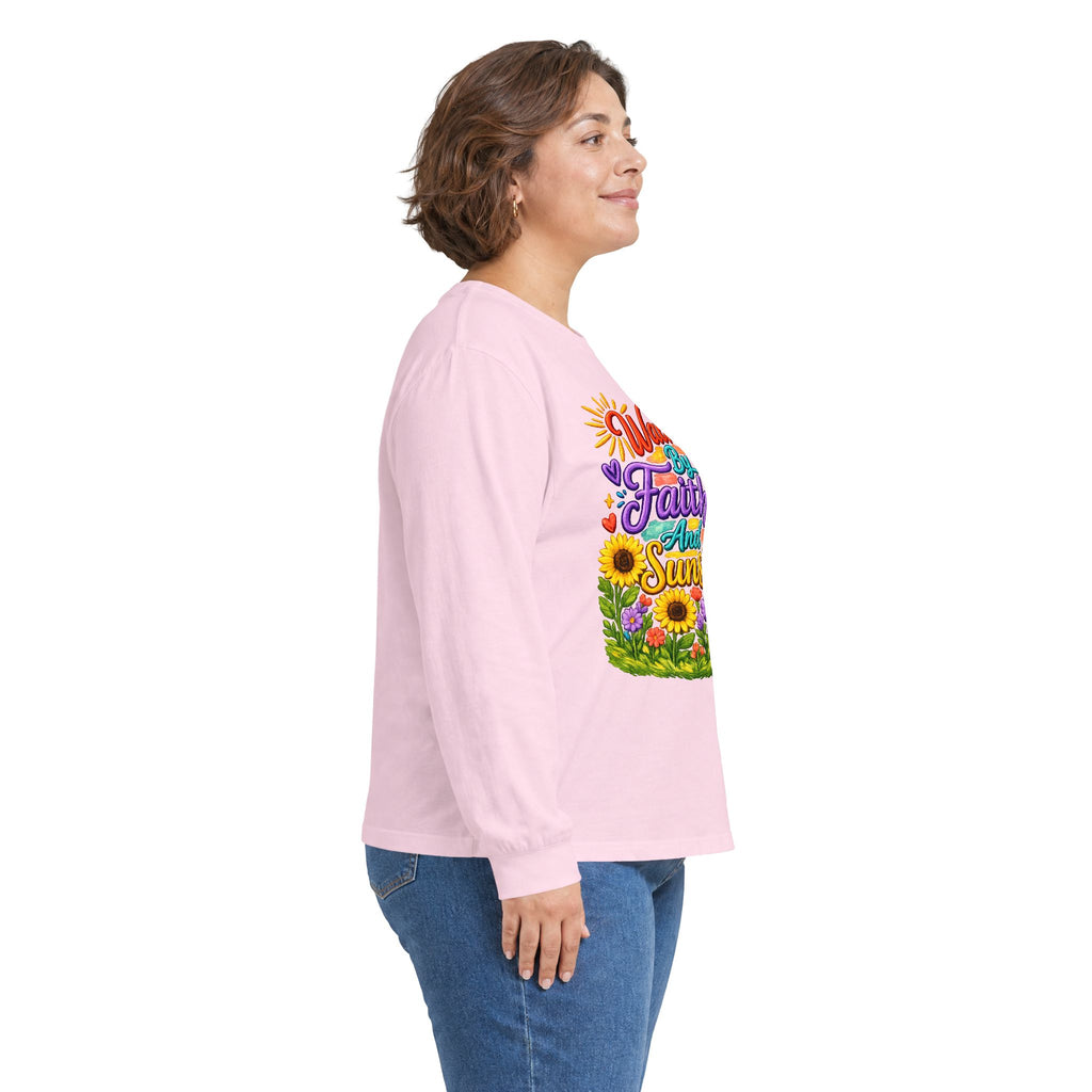 “Walking on Faith and Sunshine” Floral Long Sleeve Tee