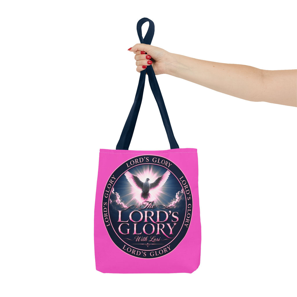 Religious Tote Bag - "The Lord's Glory with Lori" Pink All-Over-Print Christian Tote