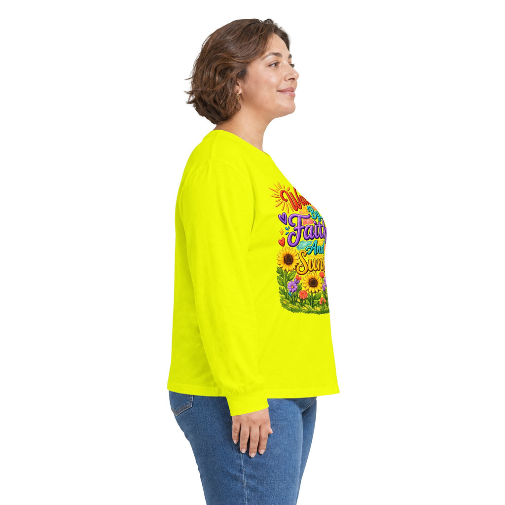 “Walking on Faith and Sunshine” Floral Long Sleeve Tee
