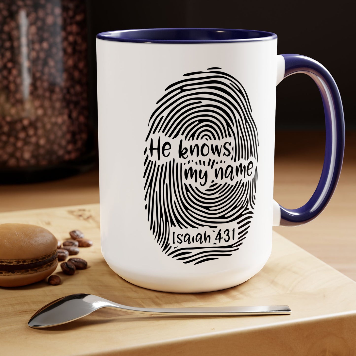 He Knows My Name - Two-Tone Coffee Mugs, 15oz