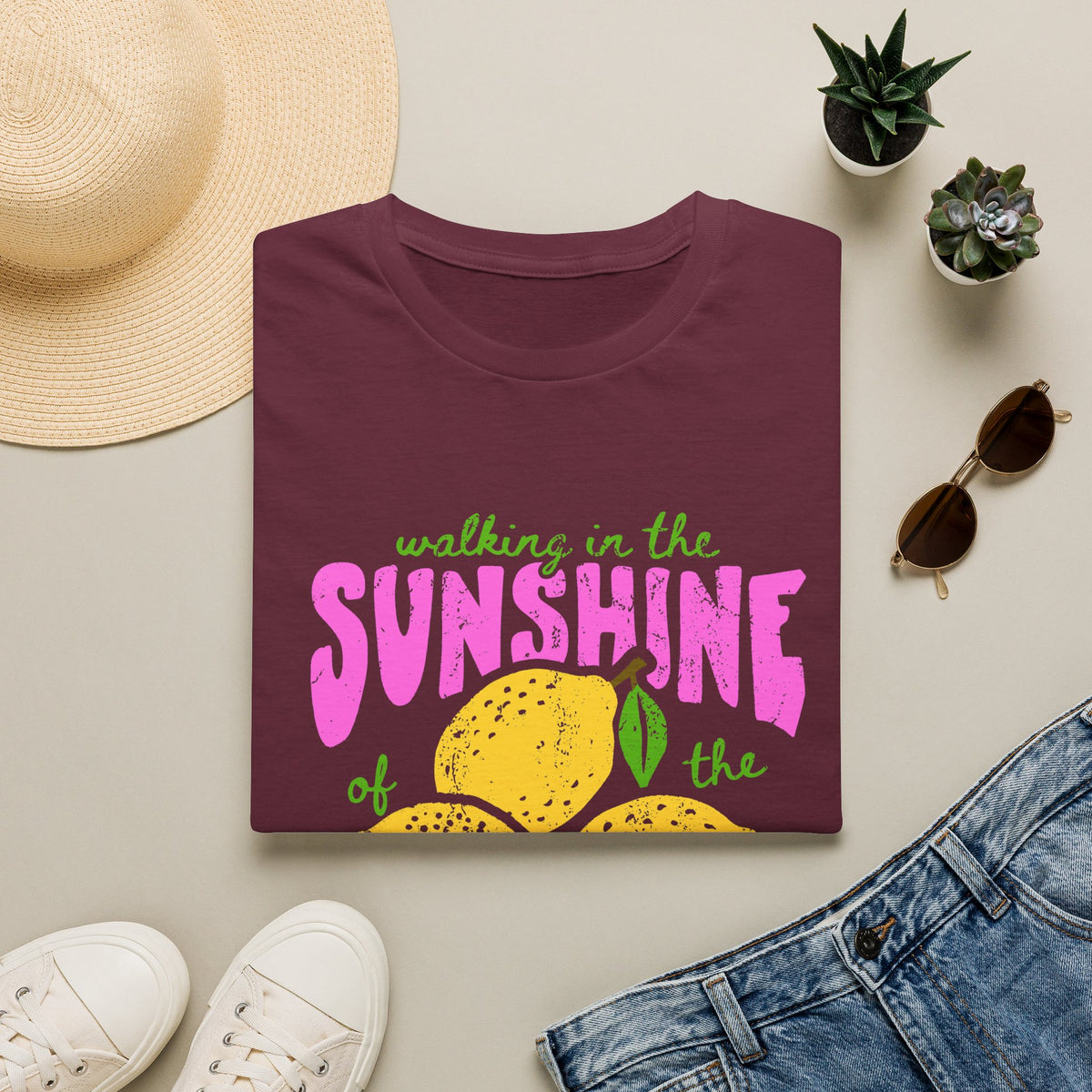 Walking on the Sunshine of the Lord T‑Shirt — Bright Lemon Faith Tee
