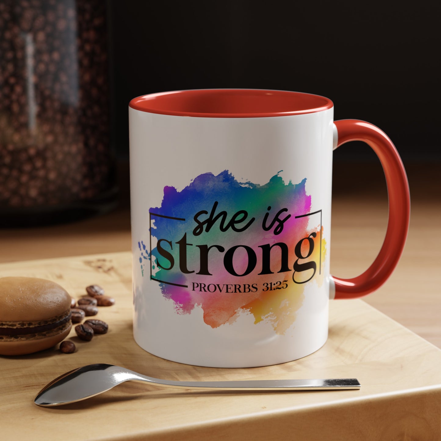 SHE IS STRONG - 5 Colors Accent Coffee Mug, 11oz