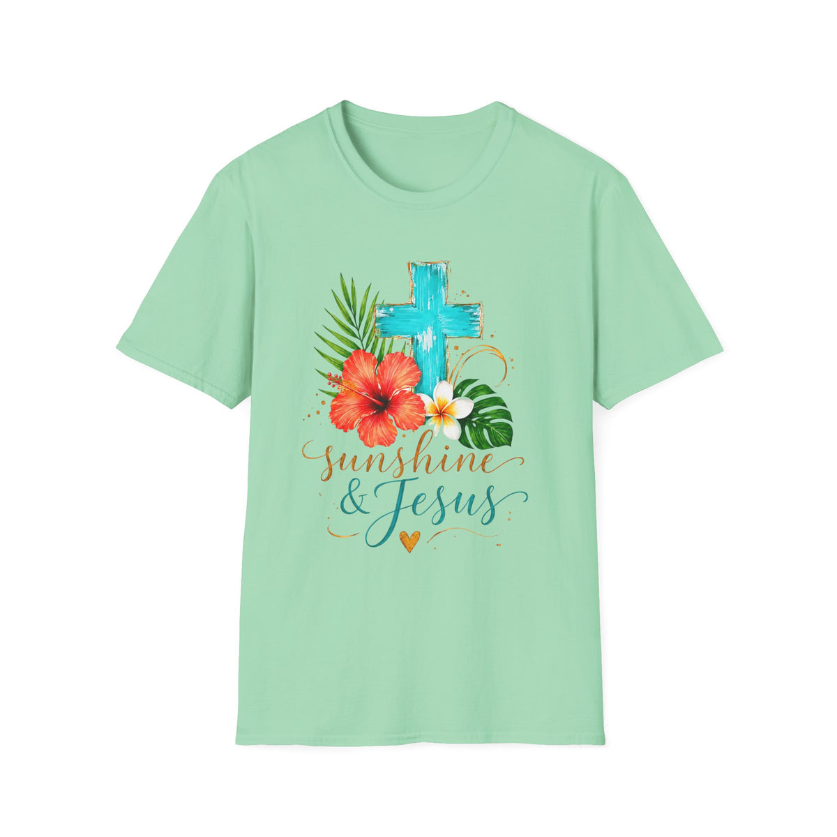 Sunshine & Jesus T-Shirt — Tropical Cross Christian Tee