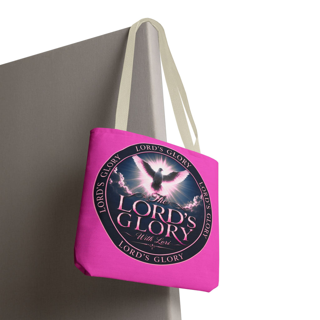 Religious Tote Bag - "The Lord's Glory with Lori" Pink All-Over-Print Christian Tote