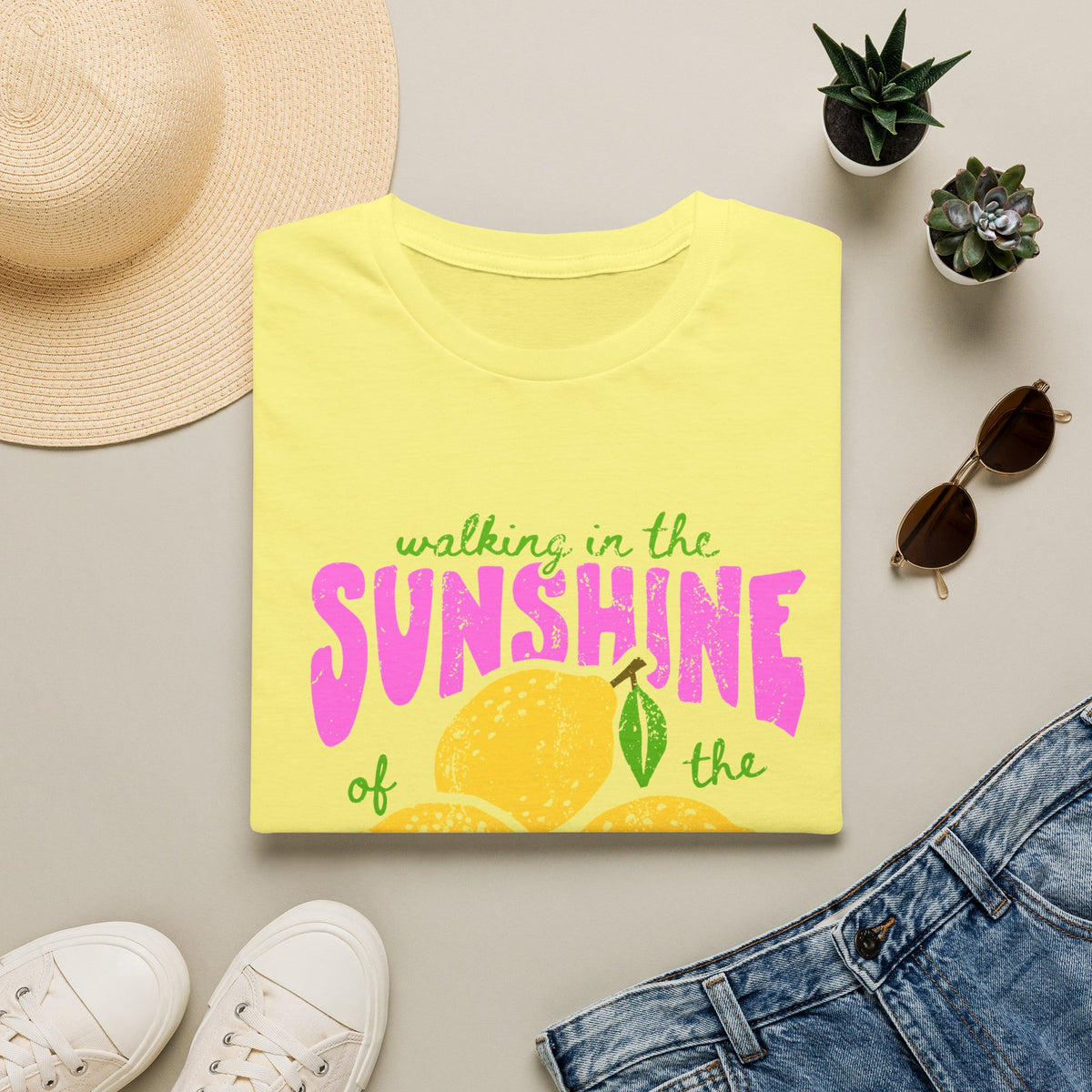 Walking on the Sunshine of the Lord T‑Shirt — Bright Lemon Faith Tee