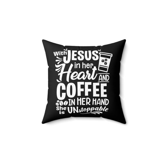 JESUS and Coffee - Spun Polyester Square Pillow