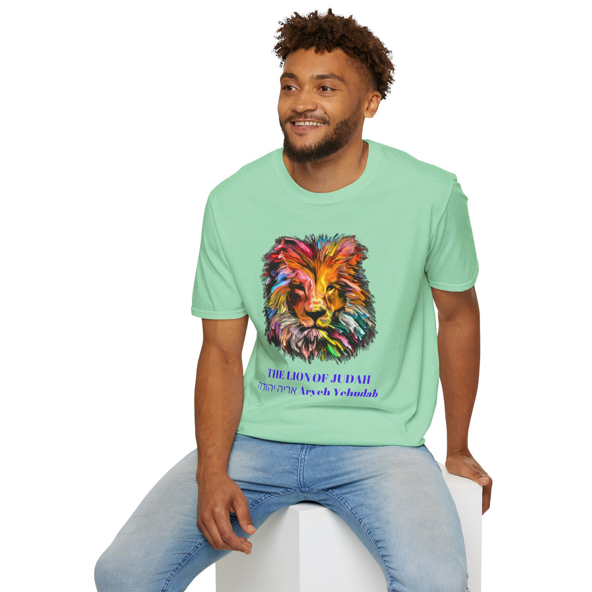 Lion of Judah Colorful Lion T-Shirt — "The Lion of Judah / Aryeh Yehudah" Graphic Tee
