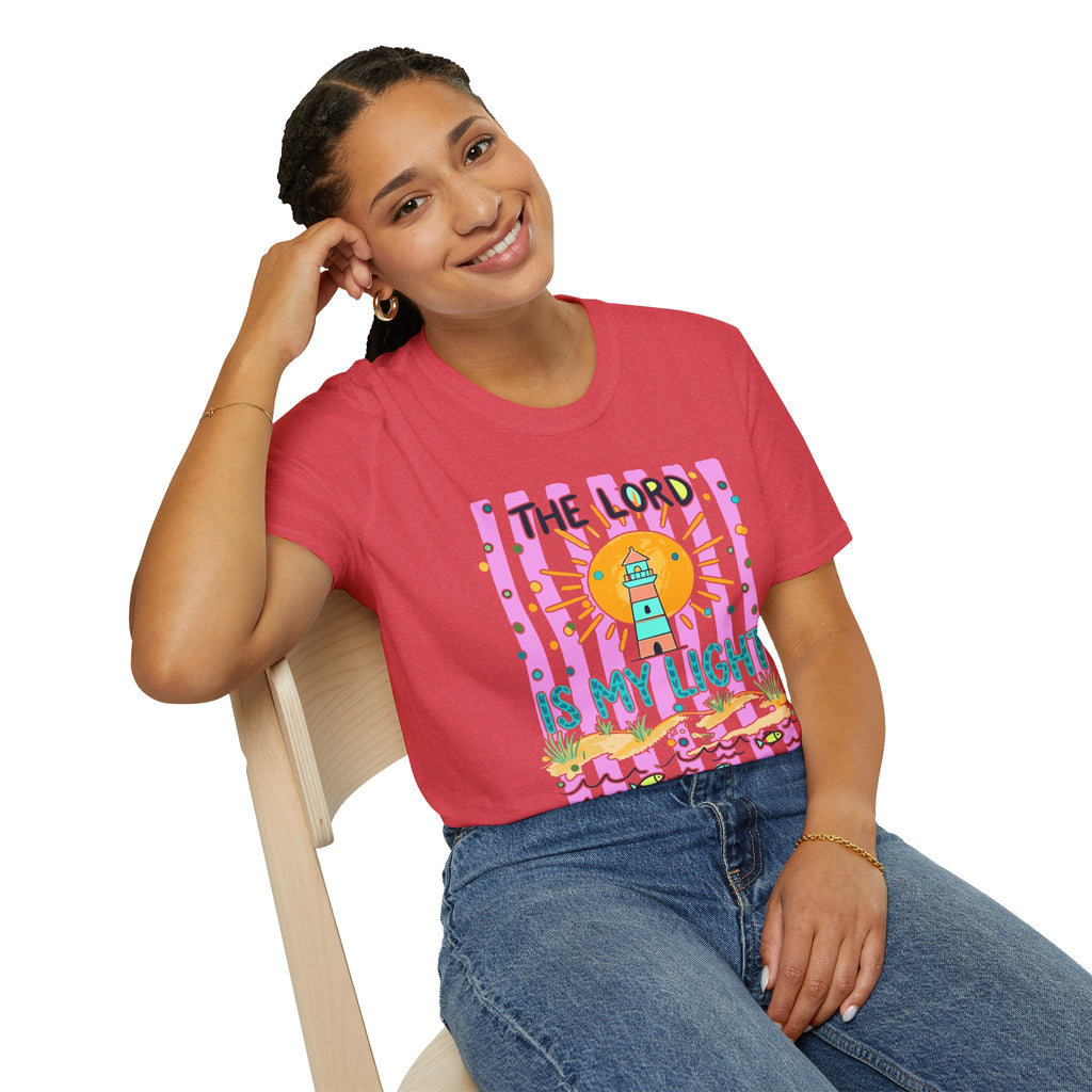 The Lord Is My Light Lighthouse Christian T-Shirt — Psalm 27:1  Inspirational Tee