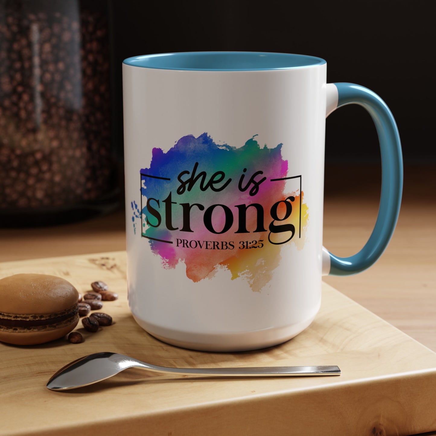 SHE IS STRONG - 5 Colors Accent Coffee Mug, 11oz