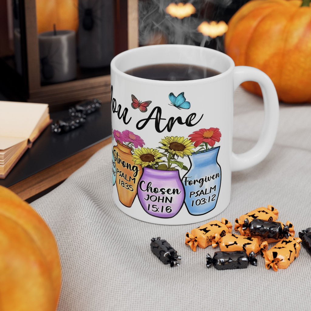 GOD Says You Are - Love Me Floral Bible Verse Ceramic Mug