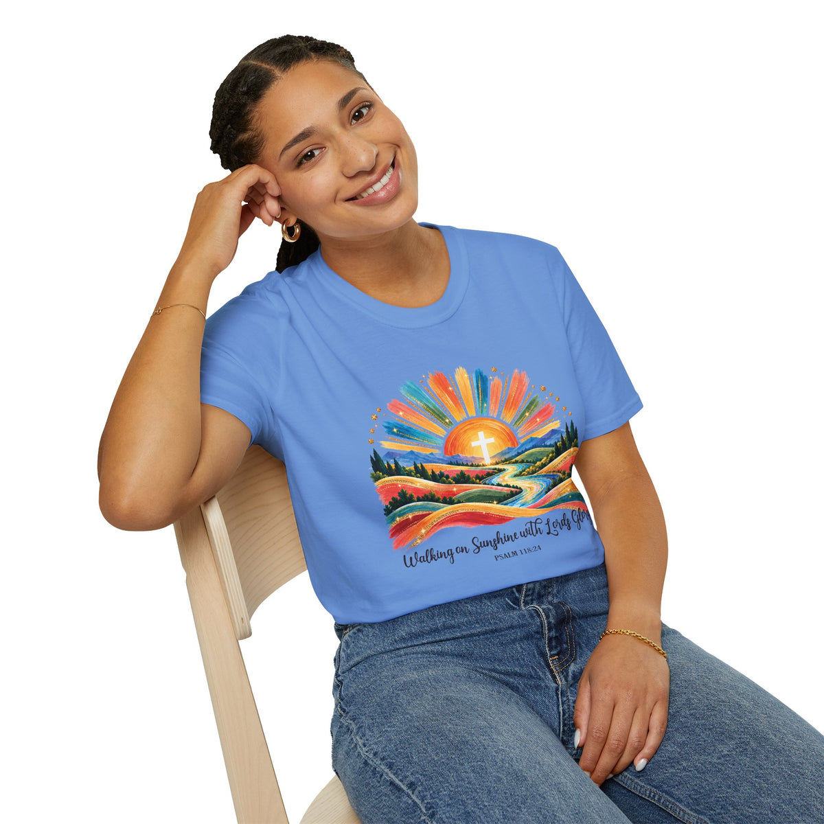 Walking On Sunshine with Lords Glory - with Lori Faith and Hope Christian Sunrise T-Shirt