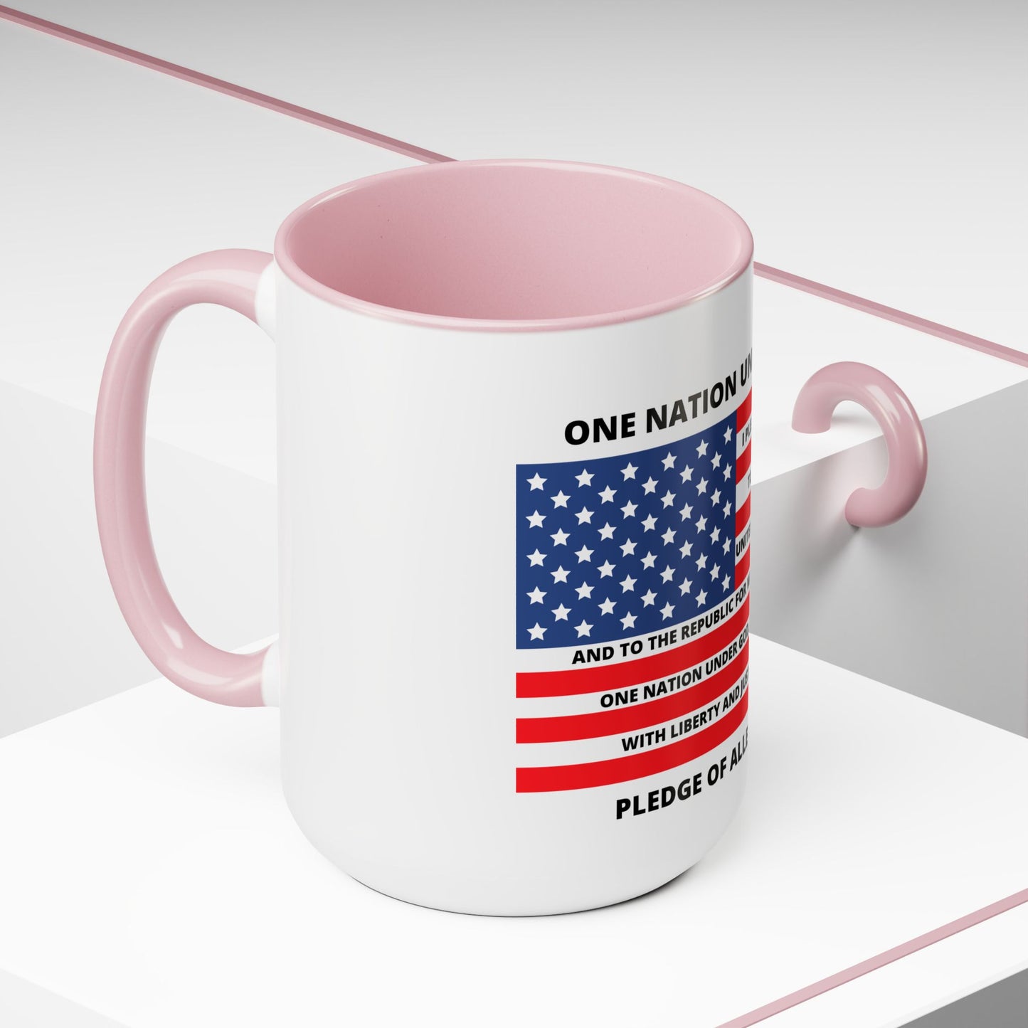 Pledge of Allegiance One Nation under GOD! Two-Tone Coffee Mugs, 15oz