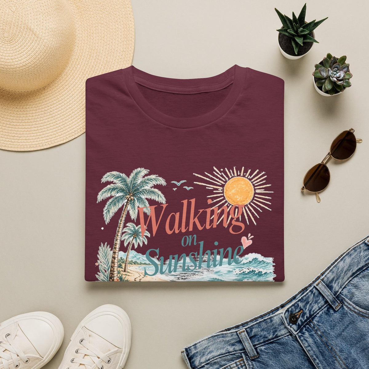 Walking on Sunshine T-Shirt — Tropical Floral Psalms 118:24 Tee