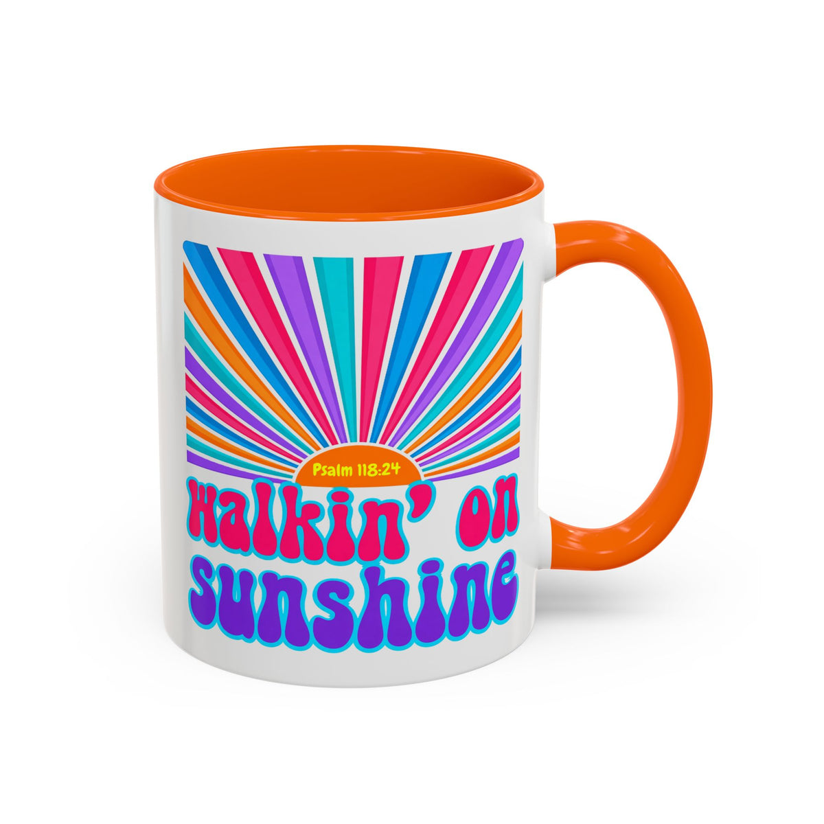 Coffee Mug — "Walkin' on Sunshine" Retro Psalm 118:24 Accent Mug