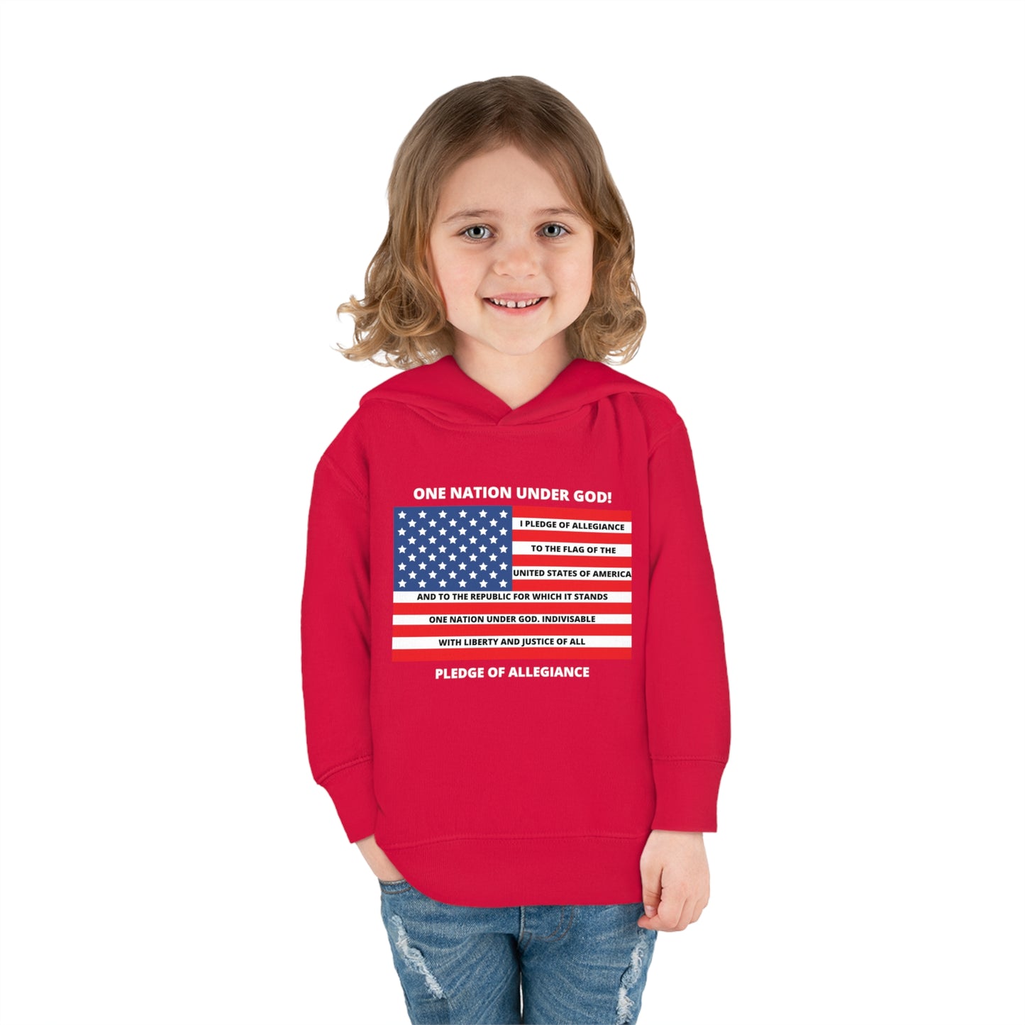 One Nation Under GOD Pledge of Allegiance Toddler Pullover Fleece Hoodie