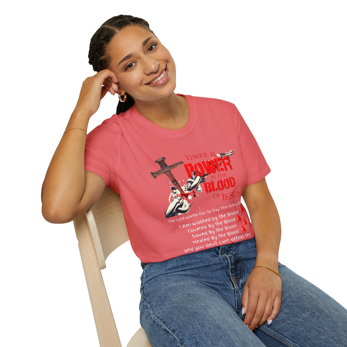 There's Power in the Blood of Jesus T-Shirt — Christian Cross Faith Shirt (Washed by the Blood)