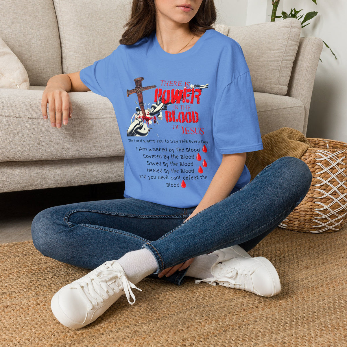 Jesus Blood Cross T-Shirt — "There Is Power In The Blood of Jesus" Christian Tee