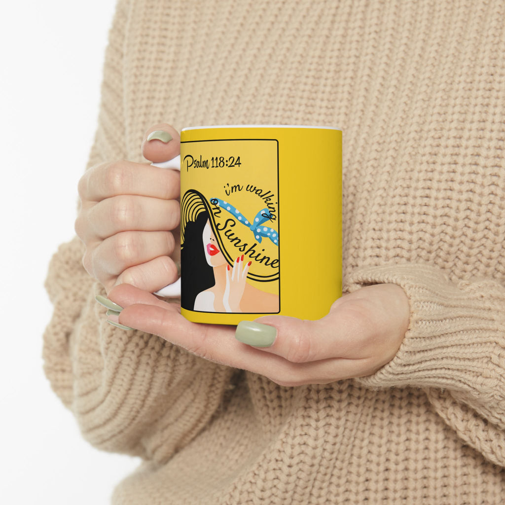 Lords Glory Psalm 118:24 Sunshine Ceramic Mug – Inspirational ‘Walking on Sunshine’ Design (11oz, 15oz)
