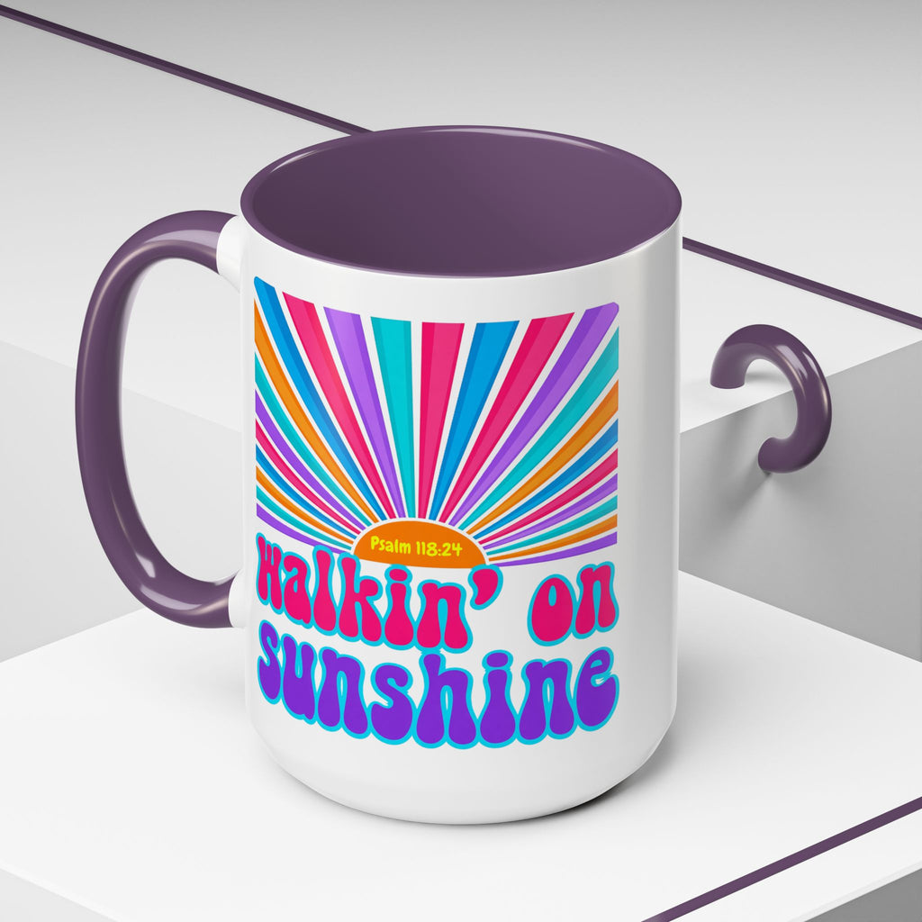 Coffee Mug — "Walkin' on Sunshine" Retro Psalm 118:24 Accent Mug
